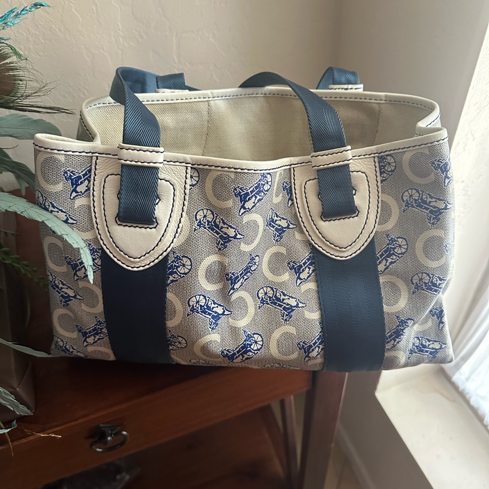Celine Blue and Cream Tote Bag